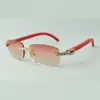 Designer XL Diamond Woods Solglasögon 3524026 med röda träben Glasögon Direktförsäljningsstorlek: 56-18-135mm