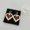 2023 Luxury quality Charm heart shape pendant necklace with red and white color drop earring in 18k gold plated have stamp box PS7264j