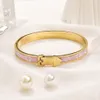 Europejski styl mody projektant marki Bracelets Kobiety Bankle luksusowa projektant biżuterii 18K Gold Splated Stael Wedding 247p