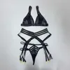 Conjunto sexy Lencería transparente de 3 piezas Ropa interior transparente de encaje sexy Conjunto de sujetador y panty inalámbricos Ligas y tangas Sensual Íntimo 230808