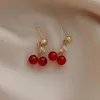 New Temperament Women Red Cherry Earrings Earrings Suitable for Women Personality Cute Office Party Earrings Charm Jewelry Wholesale YME091