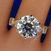 المجوهرات الفاخرة Rose Gold Round Cut 2Ct Stone Diamond 925 Sterling Silver Engagement Band Band Ring for Women281G