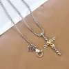 Dy Cross Double x colliers pendentif en fil collier classique bouton 198S