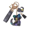 Cat Diamond Design Car Keychain Favor Flower Bag Pendant Charm Jewelry Keyring Holder for Men Gift Fashion PU Animal Key Chain Acc327T