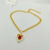 2023 Luxury quality Charm heart shape pendant necklace with red and white color drop earring in 18k gold plated have stamp box PS7264j