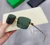 Rechthoek Randless zonnebrillen goud/zwarte lens 1126 Men Summer Sunnies Gafas de Sol Sonnenbrille UV400 brillen met doos