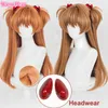 Cosplay peruks hög kvalitet 68 cm lång asuka langley soryu cosplay anime eva långa två färg styling värmebeständigt hårparti peruk en peruk cap 230908