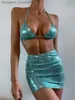 Costumi da bagno da donna Costumi da bagno da donna 2023 Moda Donna Bikini Tinta unita Backless Sexy Tankini Costume da bagno a tre pezzi Primavera L230909