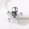 Cuff Links U7 Gothic Punk Criss Skull Brooches Stainless Steel Vintage Halloween Party Brooch Pin 230908