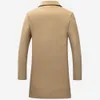 Mélanges de laine pour hommes Automne Hiver Mode Manteaux en laine pour hommes Couleur unie Simple boutonnage Revers Long manteau Veste Pardessus décontracté Grande taille 5 couleurs 230908