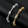 Barbed Wire Bracelet Sliver Gold Color Iced Out Cubic Zircon Cuban Chain Link for Women Men Hip Hop Jewelry206E