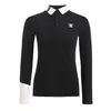 秋の新しいゴルフの女性用Tシャツ長袖プラスベルベットトップス弾性ファッションスリムフィットスポーツ通気性ポロシャツ243K