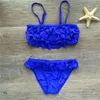 Conjunto de Bikini con estampado Seagm Falbala, traje de baño para niñas de 7 a 14 años, traje de baño para niños, Bikinis lisos calados para niños, Biquini 271254o