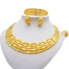 Collier de boucles d'oreilles africain 24k en or couleurs de bijoux pour femmes Dubaï Bridal Wedding Gifts Choker Bracelet Ring Jewellery Set308Y