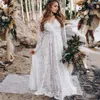 Robe De mariée Empire en dentelle, style Boho, col en v, dos nu, manches longues, pour la plage, grande taille, 2023, 273y