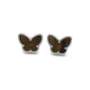 Charm designer four-leaf flower 18 karat gold tiger Eye stone VC letters mini butterfly stud earrings mini colored shells luxury j301f