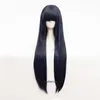 Cosplay Wigs Anime Hyuga Hinata Straight Hair Neat Bang Cosplay Wigs Free Wig Cap 230908