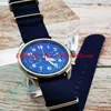 1858 Japan Quartz Chronogrph Mens Watch Stainless Steel Case Fabric nylon strap Stopwatch Blue dial Gents New WristWatch U0114086264A