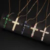 Pendant Necklaces Fashion Trend Diamond Cross Pendant Chain Womens Mens Jewelry Gold CZ Pendant Necklace Flashing Cross Necklace Stainless Steel Necklace Free Shi