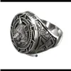 Moda retro celta lobo totem banda anéis masculino viking gótico steampunk esculpido animal anéis moda festa presente ab867291l
