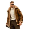 Мужская мода из искусственного меха, мужская флисовая куртка с отложным меховым воротником, толстые пальто, утепленная кожаная верхняя одежда, мужская зимняя уличная одежда, ветровка 230908