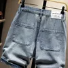 Jeans da uomo Pantaloncini streetwear da uomo Azzurro dritto Taglio ampio Casual Denim maschile 2023 Pantaloni estivi al ginocchio da uomo Oversize 42 Kpop 230909