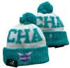 2023 Charlotte''hornets''beanie Baseball squadra nordamericana patch laterale lana invernale sport cappello lavorato a maglia berretti con teschio berretti