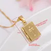 Bibeln 18K Yellow Gold GF Box Open Pendant Halsband Kedjor korsar smycken Christianity Katolicism Crucifix Religious260f