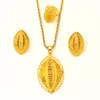 Ethiopian Gold Color Pendant Necklaces Earrings Ring Habesha Eritrean Wedding Jewelry Sets275p