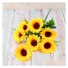 Dekorative Blumenkränze, 2 Teile/los, Herbstdekoration, gelbe Sonnenblume, Seide, künstlicher Blumenstrauß für Zuhause, Büro, Party, Gartendekoration, Otncz