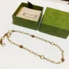 Mode Marke blume perle Halsband Aussage Halskette Kette Luxus Designer Brief Anhänger Halsketten Für Frauen Hochzeit Party Couple219a
