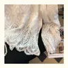 Women's new design sweet flare sleeve lace embroidery floral crochet hollow out t-shirt tops SMLXL