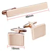 Abotoaduras Rose Gold Metal Link Tie Clip Set para Homens Em Branco Abotoaduras Vestido Francês 230908