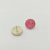 2023 Роскошные качественные серьги-гвоздики круглой формы с розовым цветом, позолоченные 18 карат, со штампом в коробке PS7509A295v