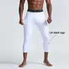 Novo 2021 preto branco esportes calças de fitness compressão de secagem rápida masculina capri calças cortadas basquete correndo estiramento train262b