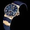 최고 판매 맨 시계 블루 다이얼 스테인리스 스틸 자동 이동 남성 손목 시계 기계 시계 UN09285J