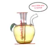 Мини-кальян в форме яблока, милый красный/желтый красочный дорожный стеклянный бонг для воды с 10-миллиметровой мужской чашей масляной горелки и силиконовым соломенным шлангом для курения
