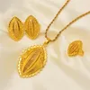 Ethiopian Gold Color Pendant Necklaces Earrings Ring Habesha Eritrean Wedding Jewelry Sets275p