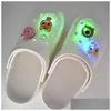 Parti di scarpe Accessori Simpatico cartone animato Pvc Charms Fibbie Glow Led Light Fit Bracciali Clog Jibz Drop Delivery Dht2T