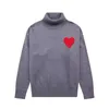 Hommes Paris Fashion Designer Pull tricoté brodé coeur rouge couleur unie Big Love col rond manches courtes Amisweater Am i Pull F8ii