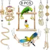 Autres fournitures d'oiseaux 12pcs jouets de cage pour perroquets oiseaux en bois balançoire fiable pont de morsure à croquer perles en bois forme perroquet jouet 230909