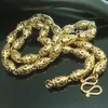 Noble Men18K Gold Filled hollow bead Necklace Curb Chain Link 50CM L 7mm N300285O