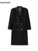 Men's Wool Blends Mauroicardi Autumn Winter Long Loose Luxury Warm Soft Black Woolen Trench Coat Men Double Breasted Cool European Overcoat 230908