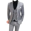 Men Dress Pants Vest 3 Piece Suits Male Wedding Autumn Business Formal Plaid Suit Luxury Slim Fit Coat Trousers210Z
