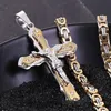 Kedjor smycken mäns byzantinska guld och silver rostfritt stål Kristus Jesus kors hänge halsband kedja mode cool292u