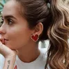 Yeni Tasarım Kırmızı Kalp Saplama Küpe Kadın Metal Altın Renkli Göz Kalp Dudakları Düğün Bildirme Küpe Moda Partisi Takı Toptan Yme090