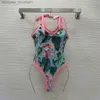 Womens Swimwear 23ss bikini Swimwear Womens bikini designer bathing suit onepiece swimsuit with color contrast edge bird animal print Vneck strap sexy swimsuit Wom