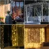 Autres fournitures de fête festives 3X LED String Lumières de Noël Rideau Guirlande Fée Décorative Extérieure Intérieur Maison Mariage Decoratio Otwiy