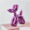 Decoratieve Bloemen Kransen Glanzende Ballonnen Hond Standbeeld Bloempotten Simatie Honden Hars Dierlijke Kunst Scpture Knutselen Woondecoratie Othg2