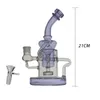 New Recycle Hookahs Glass Bong Recycler Smoking Water Pipe Dab Rig 21cm Height with 14mm Joint